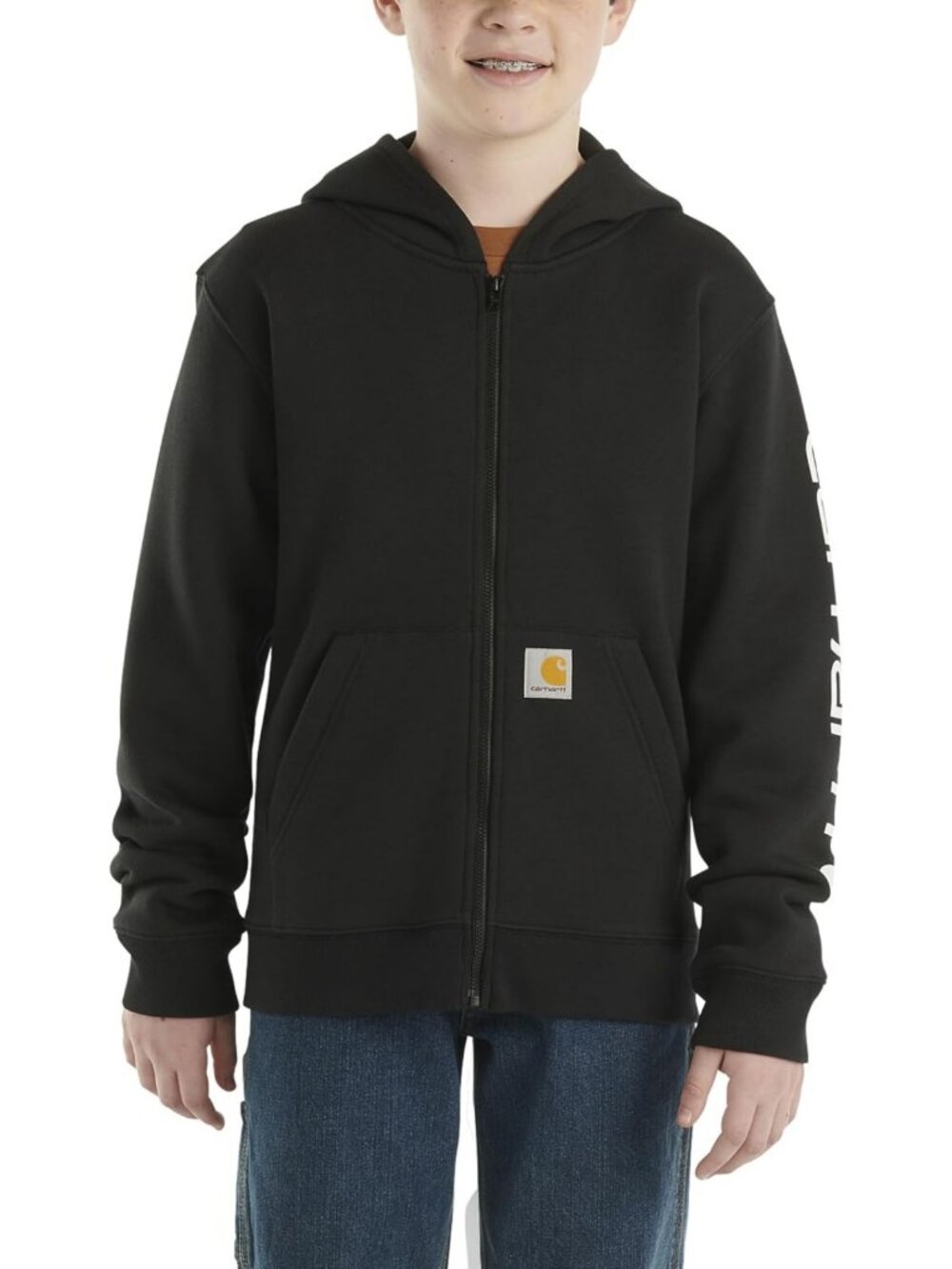 Cozy Boys' Long-Sleeve Full-Zip Sweatshirt with Logo - Perfect for Layering!
